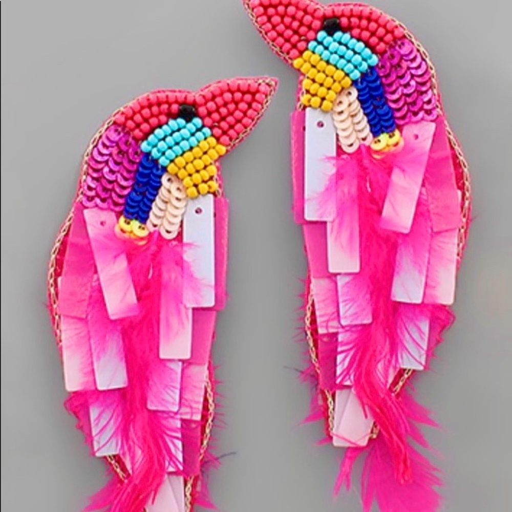 Parrot feather earrings